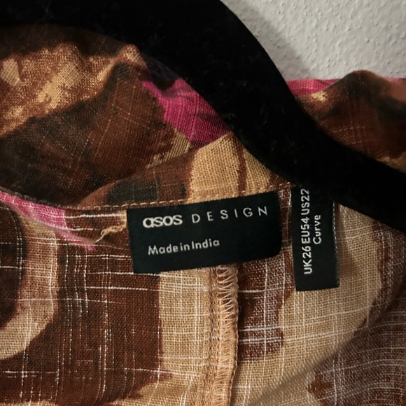 ASOS Curve Pink and Brown Animal Print Button down - Picture 2 of 4